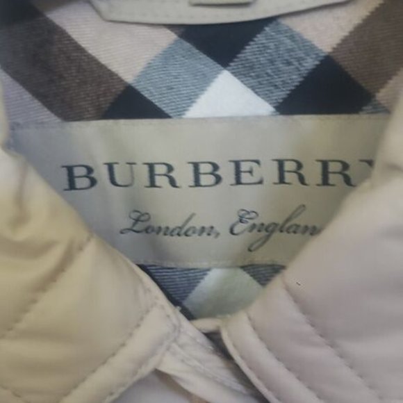 Burberry Brit Jacket Women's Tan Quilted Snap Close Hip Length Coat Size L - Picture 5 of 15